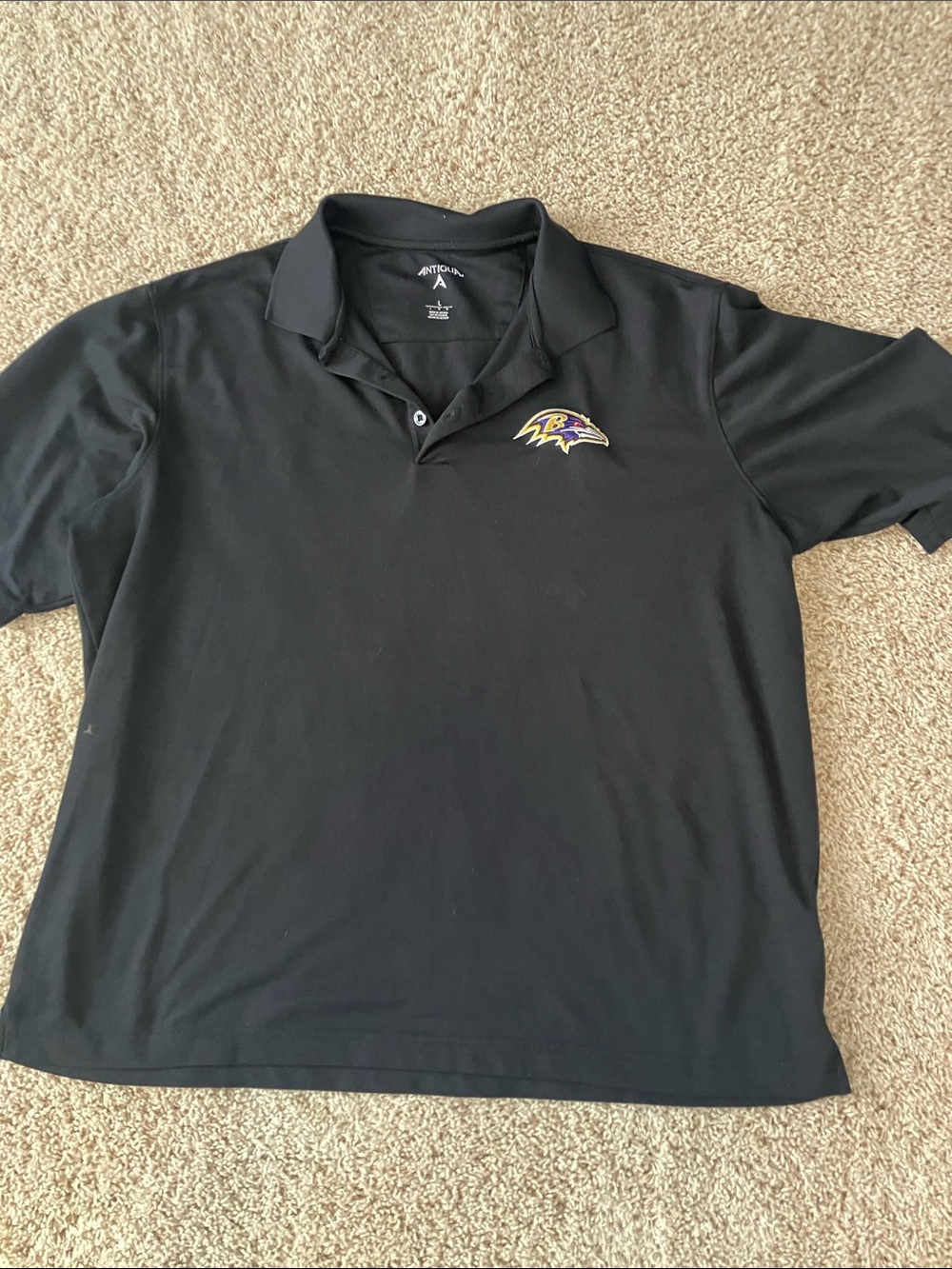 Antigua Black Baltimore Ravens Polo with Team Logo